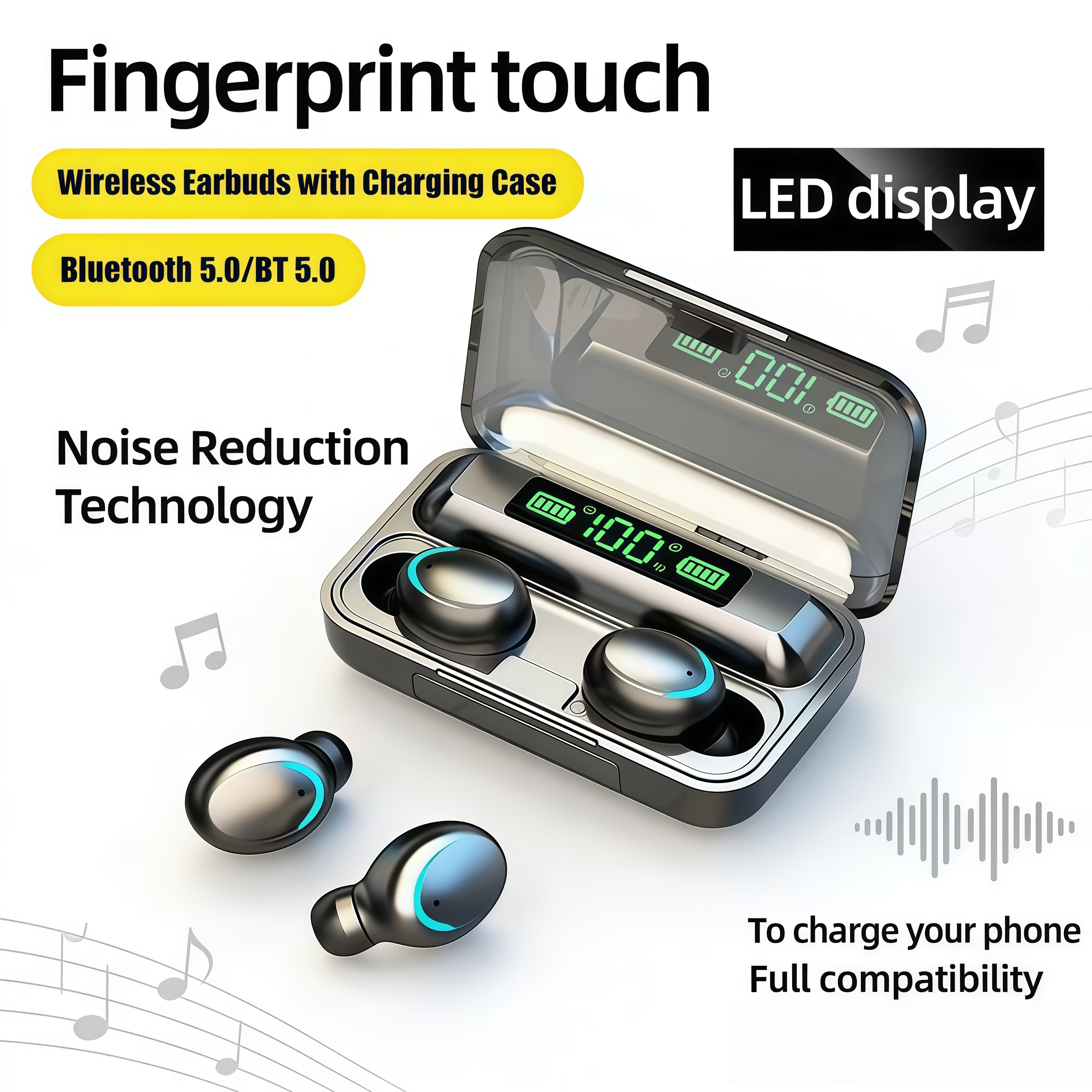 Bluetooth Headset On Ear - 2026 F9 Wireless Earphones LED Dislpaly