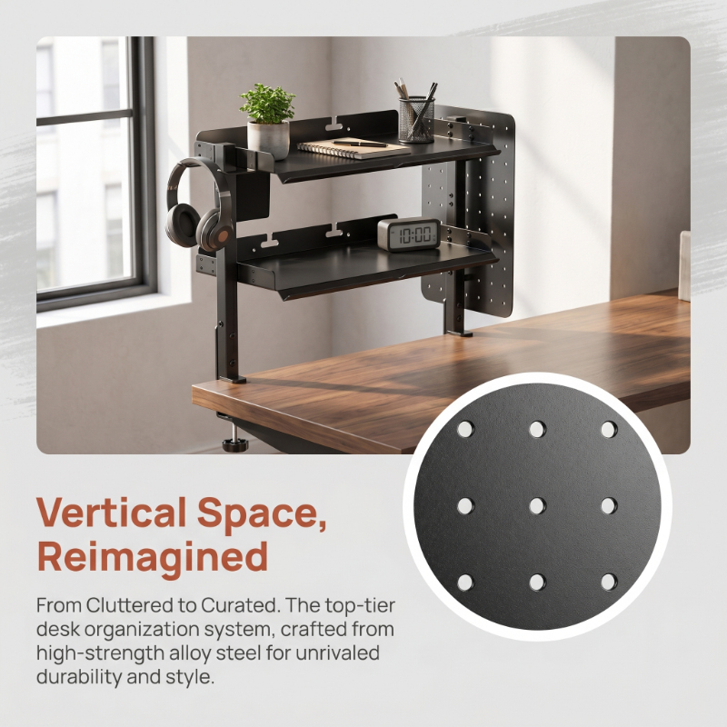 2-Tier Metal Clamp Desk Shelf  - Headphone Stand Desk recension och pris