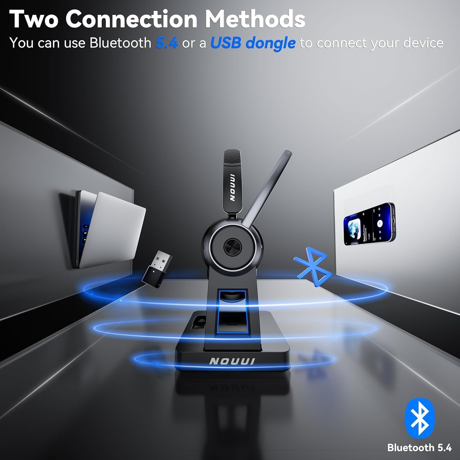 Wireless Headset with Mic for  - Noise Cancelling Headphone recension och pris