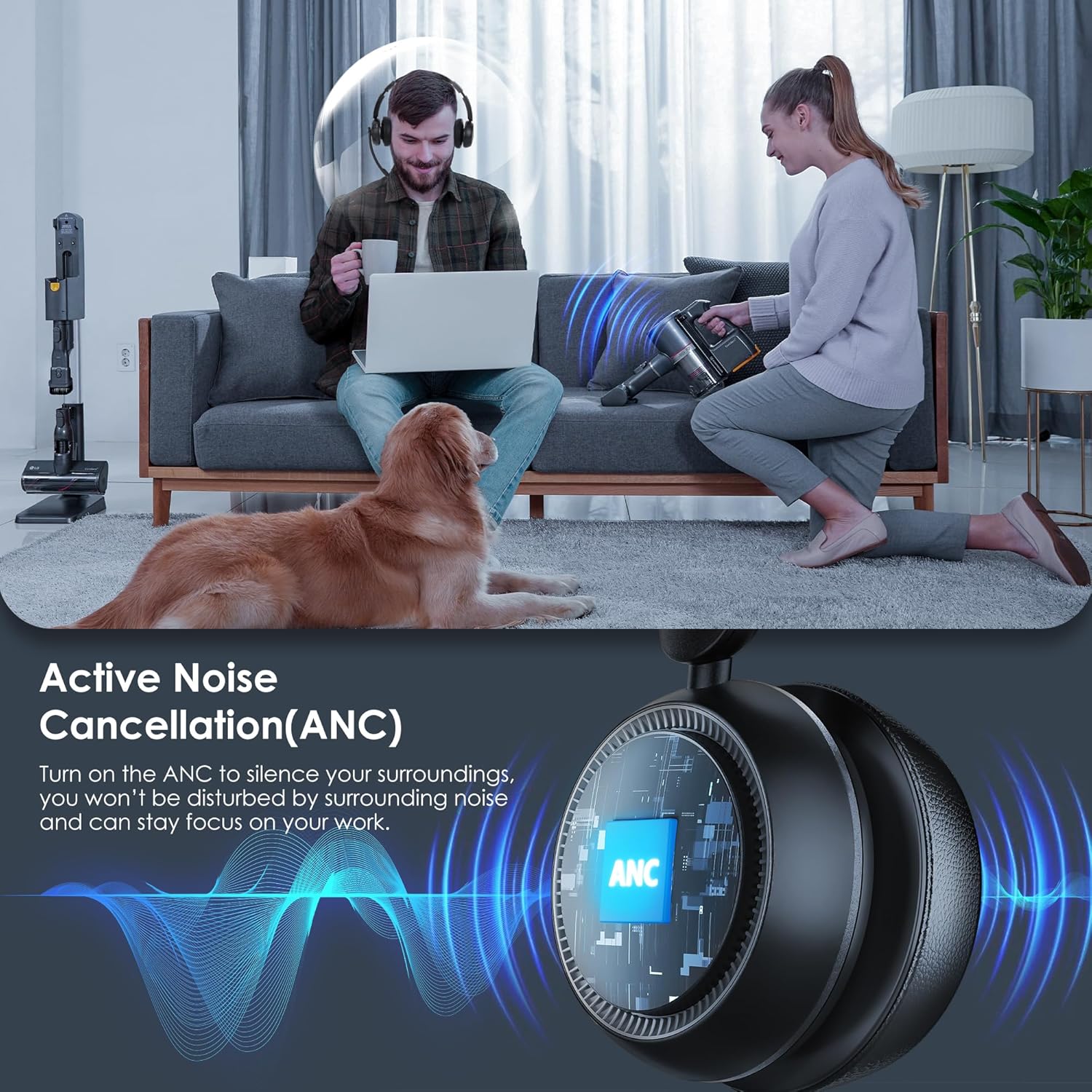 Bluetooth 5.4 ANC Headset with - Noise Cancelling Headphone recension och pris