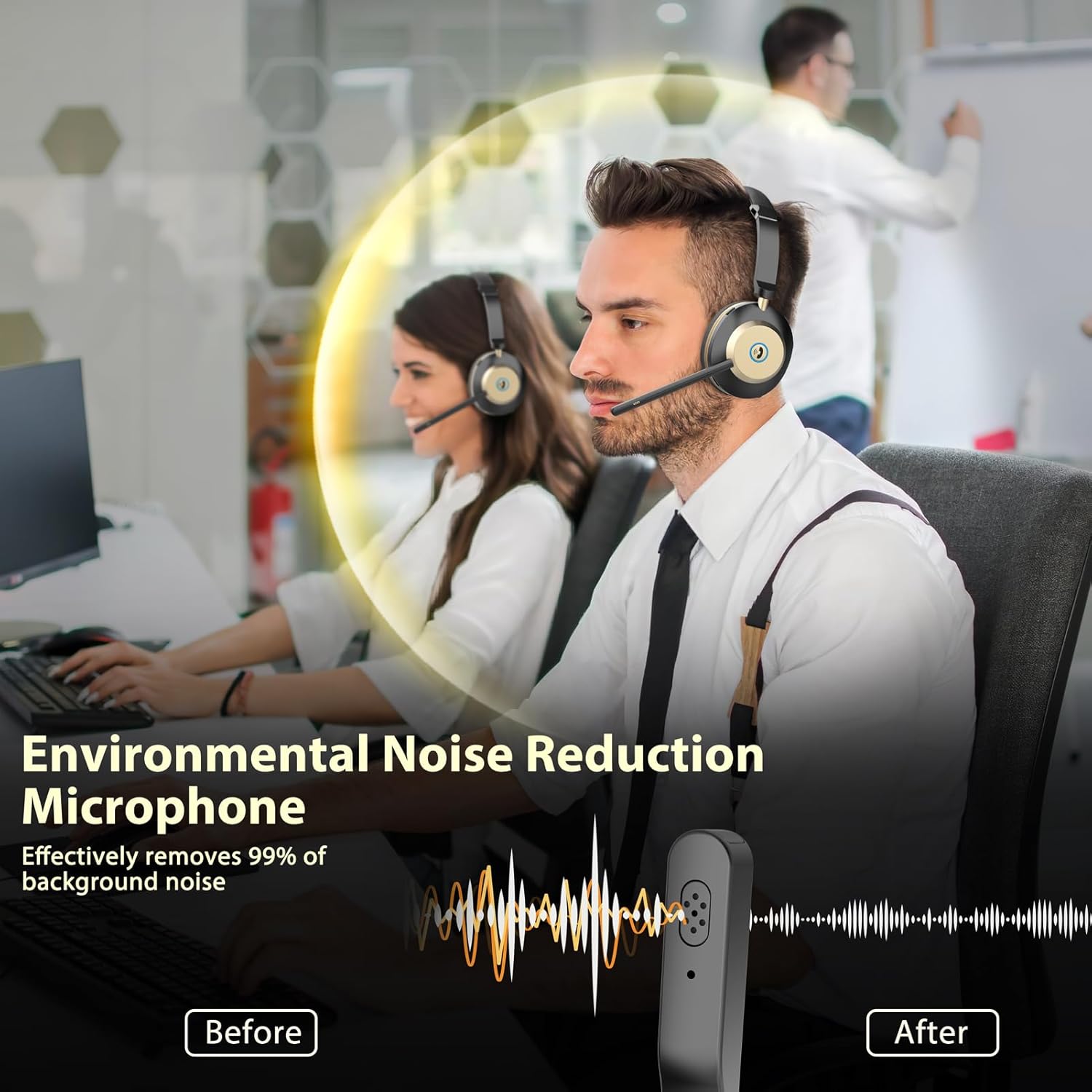 Wireless Headset with Mic, Noi - Noise Cancelling Headphone recension och pris