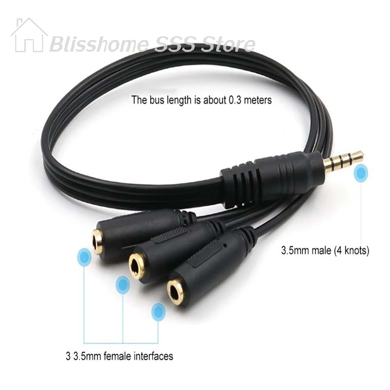【S】3.5mm 3 Way Port Aux Multi  - Earphone Splitter Jack recension och pris