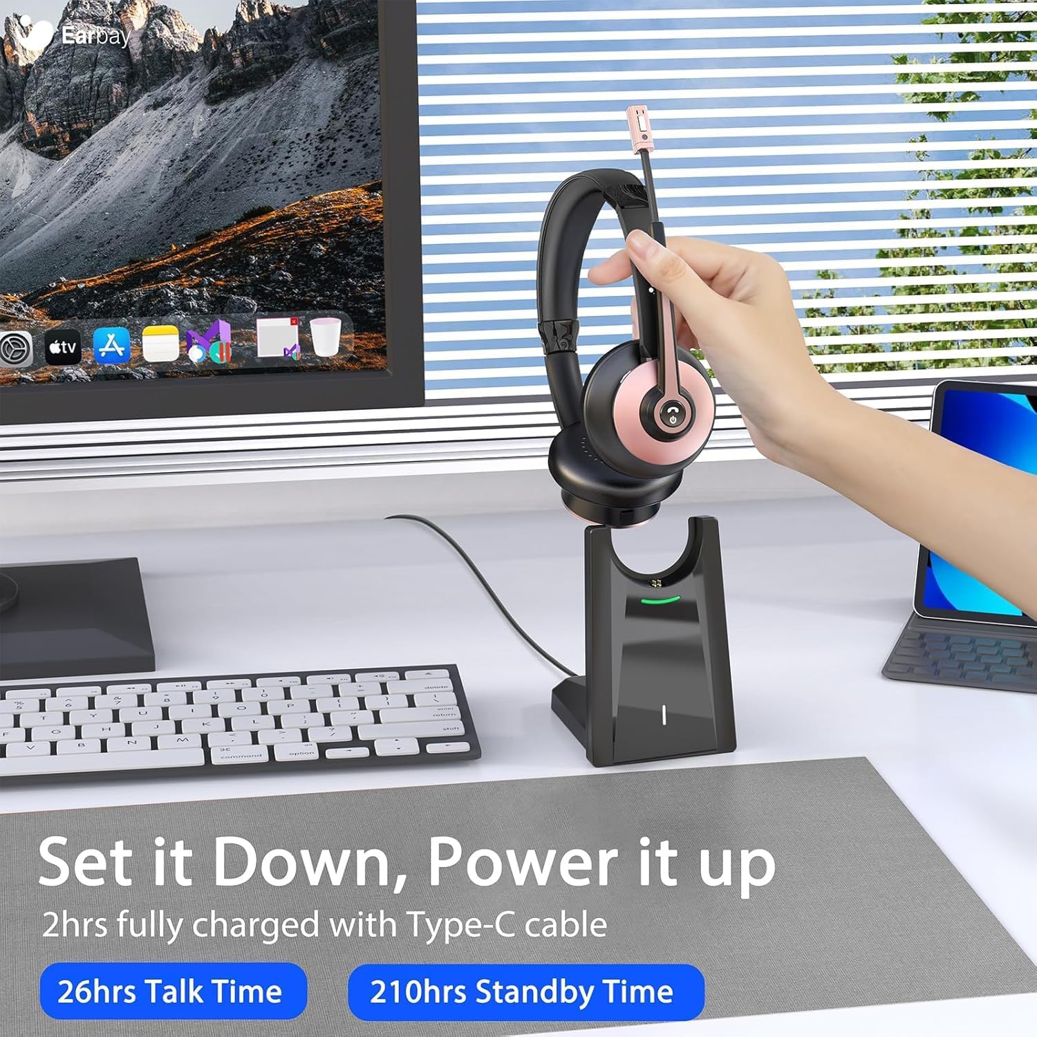 Wireless Headset with Mic, Noi - Noise Cancelling Headphone recension och pris