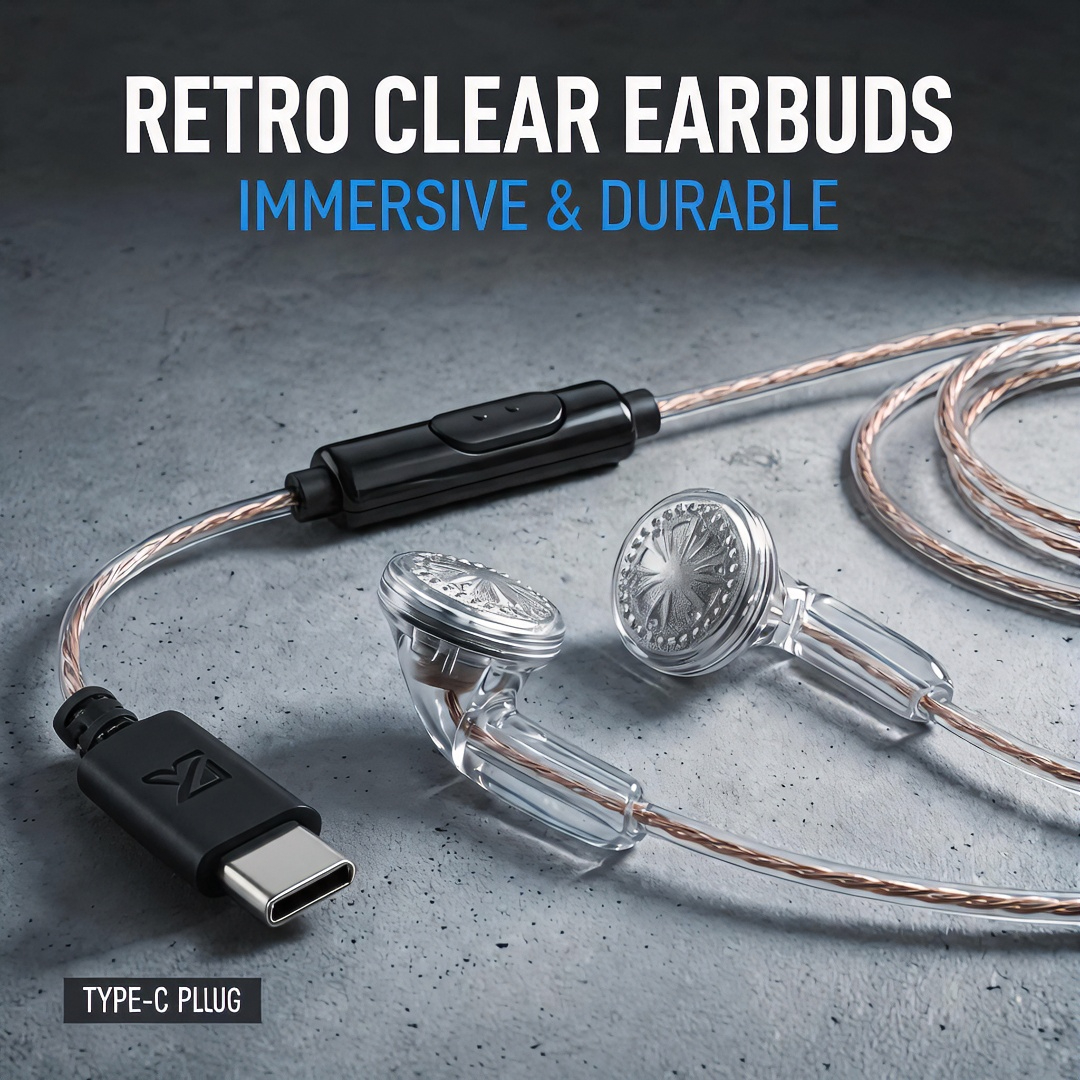 Type-C Wired Earbuds Retro Loo - Wired Earphone Mic recension och pris